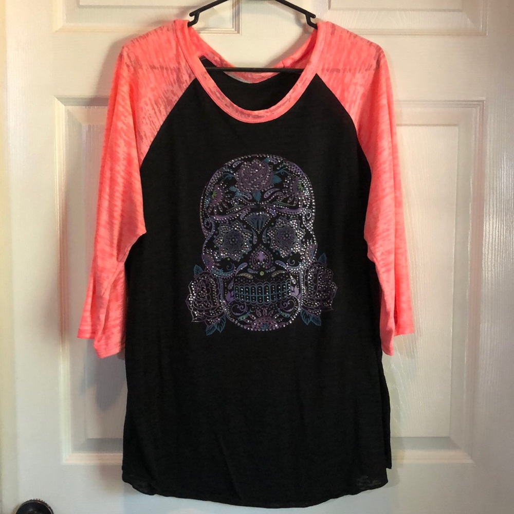 Candy skull 3/4 sleeve top
